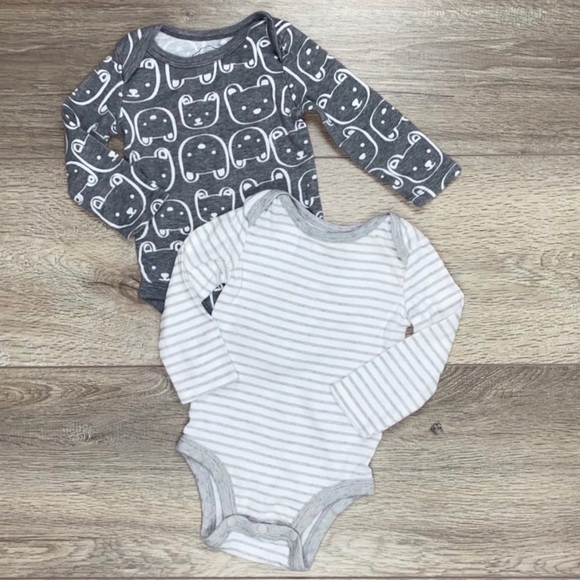 Lamaze Organic Long Sleeve Onesie Bundle 6 Months Gray Bears - Picture 12 of 14